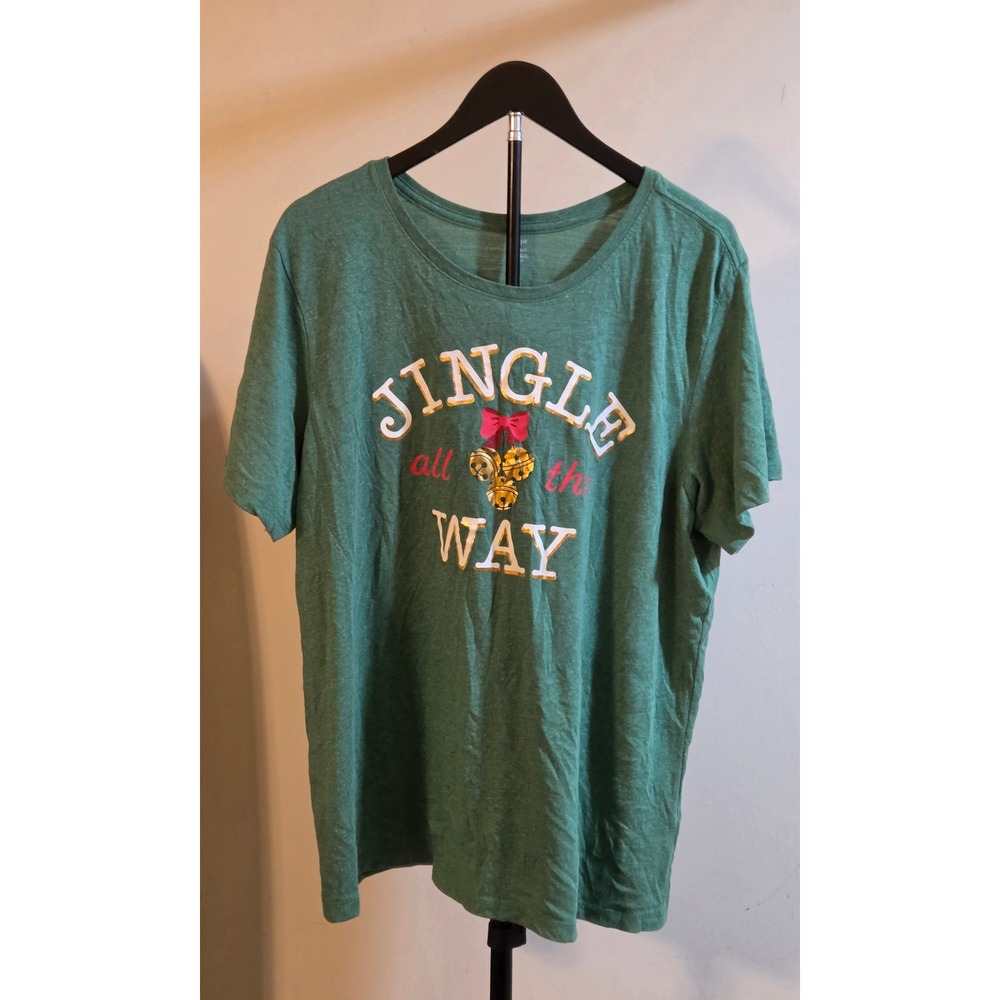 Holiday Time Jingle All The Way Graphic T-Shirt Women's Size XXXL (22) Green